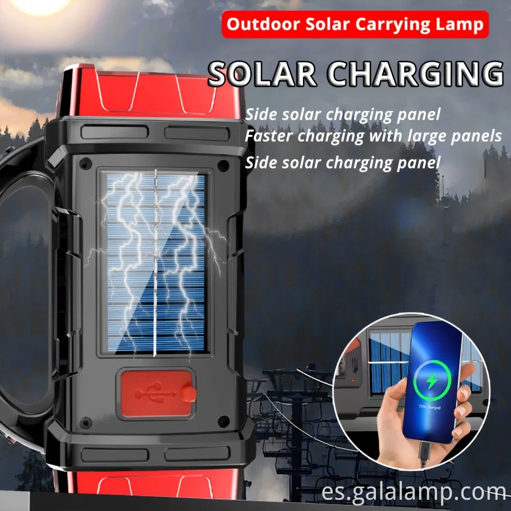 Linterna LED LED recargable solar y USB